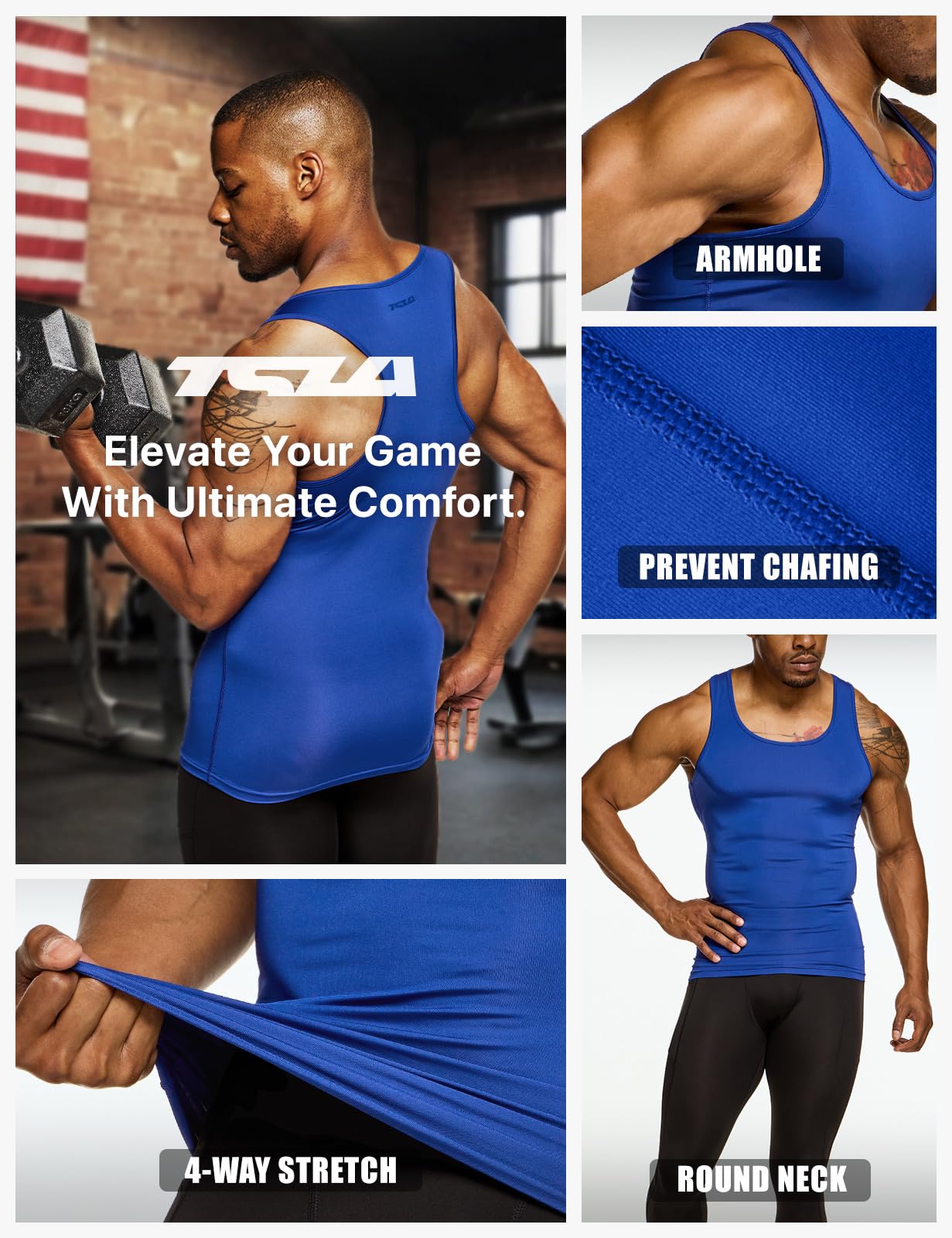 TSLA Men's Athletic Compression Sleeveless Tank Top, Cool Dry Sports Running Basketball Workout Base Layer - Image 5