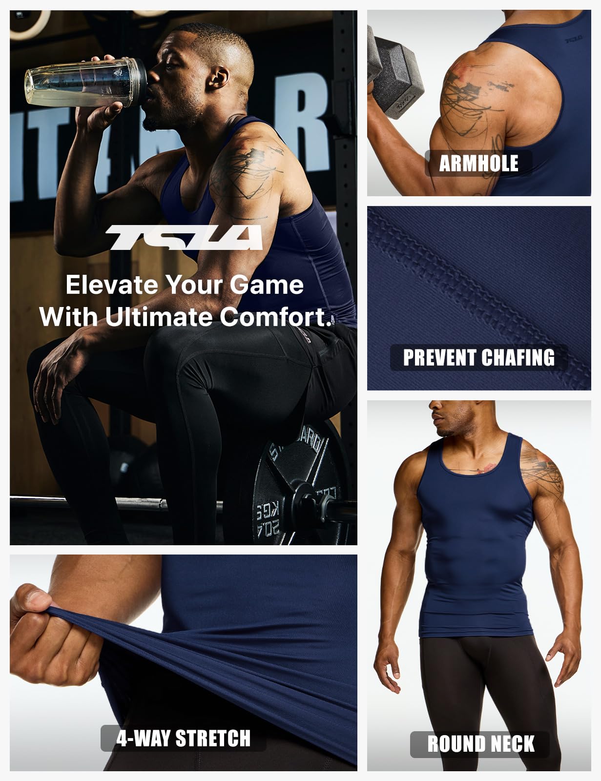 TSLA Men's Athletic Compression Sleeveless Tank Top, Cool Dry Sports Running Basketball Workout Base Layer - Image 5