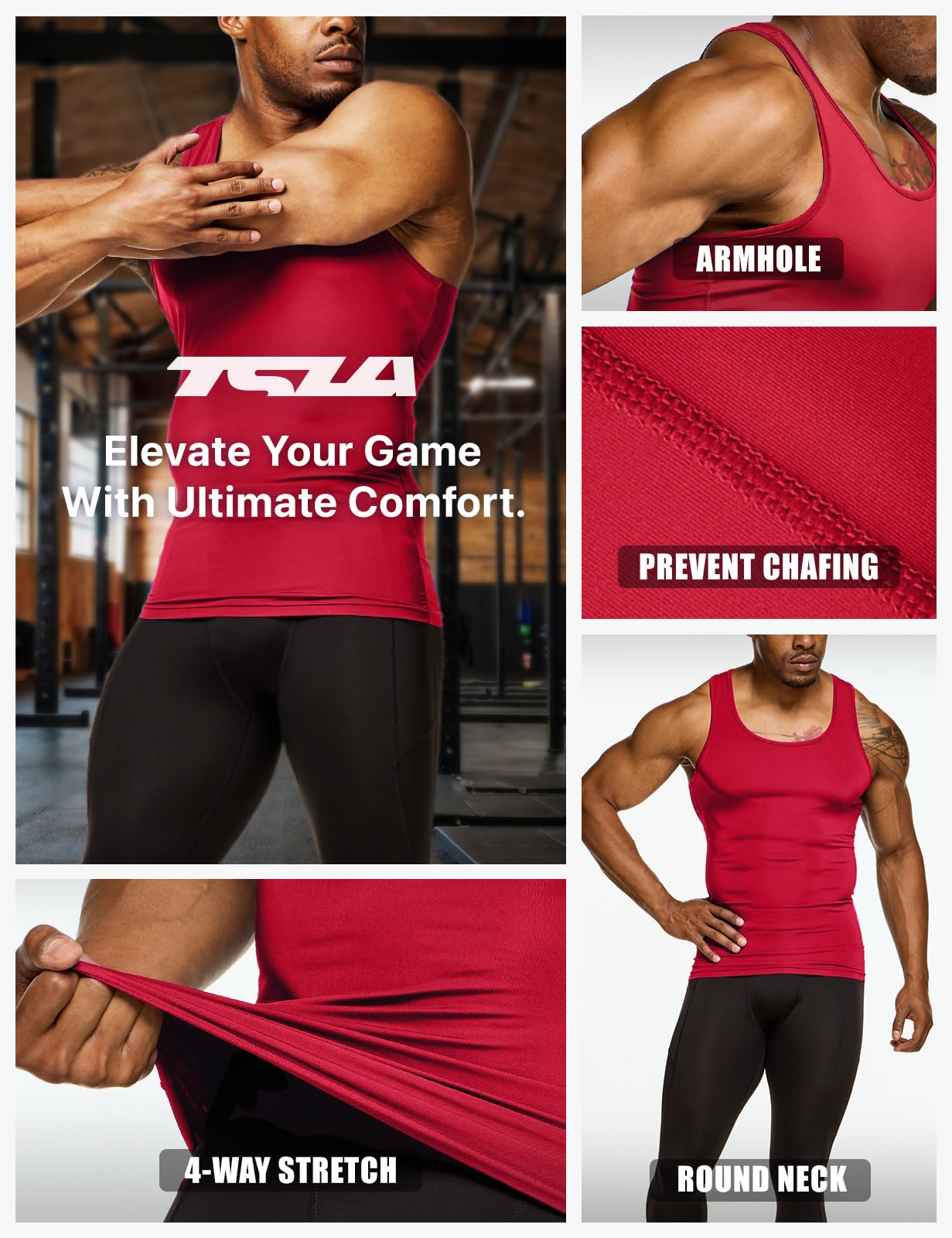 TSLA Men's Athletic Compression Sleeveless Tank Top, Cool Dry Sports Running Basketball Workout Base Layer - Image 6