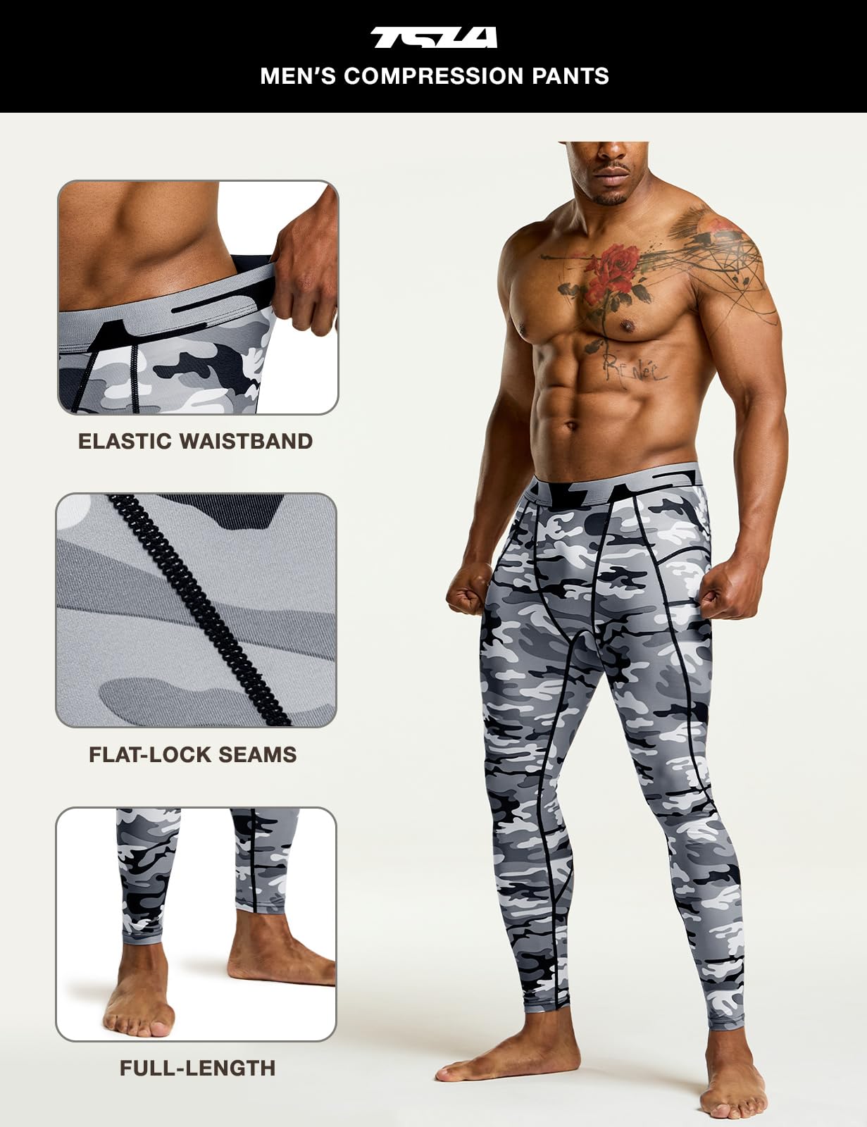 TSLA Men's Compression Pants - Cool Dry Athletic Sports Workout Running Tights Leggings Baselayer - Image 4