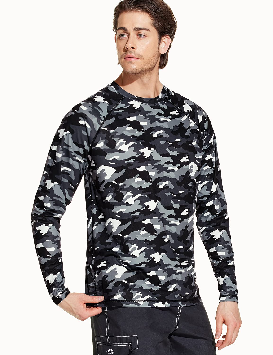 TSLA Men's Rashguard Swim Shirts, UPF 50+ Cool Running Workout Loose-Fit Long Sleeve - Image 3