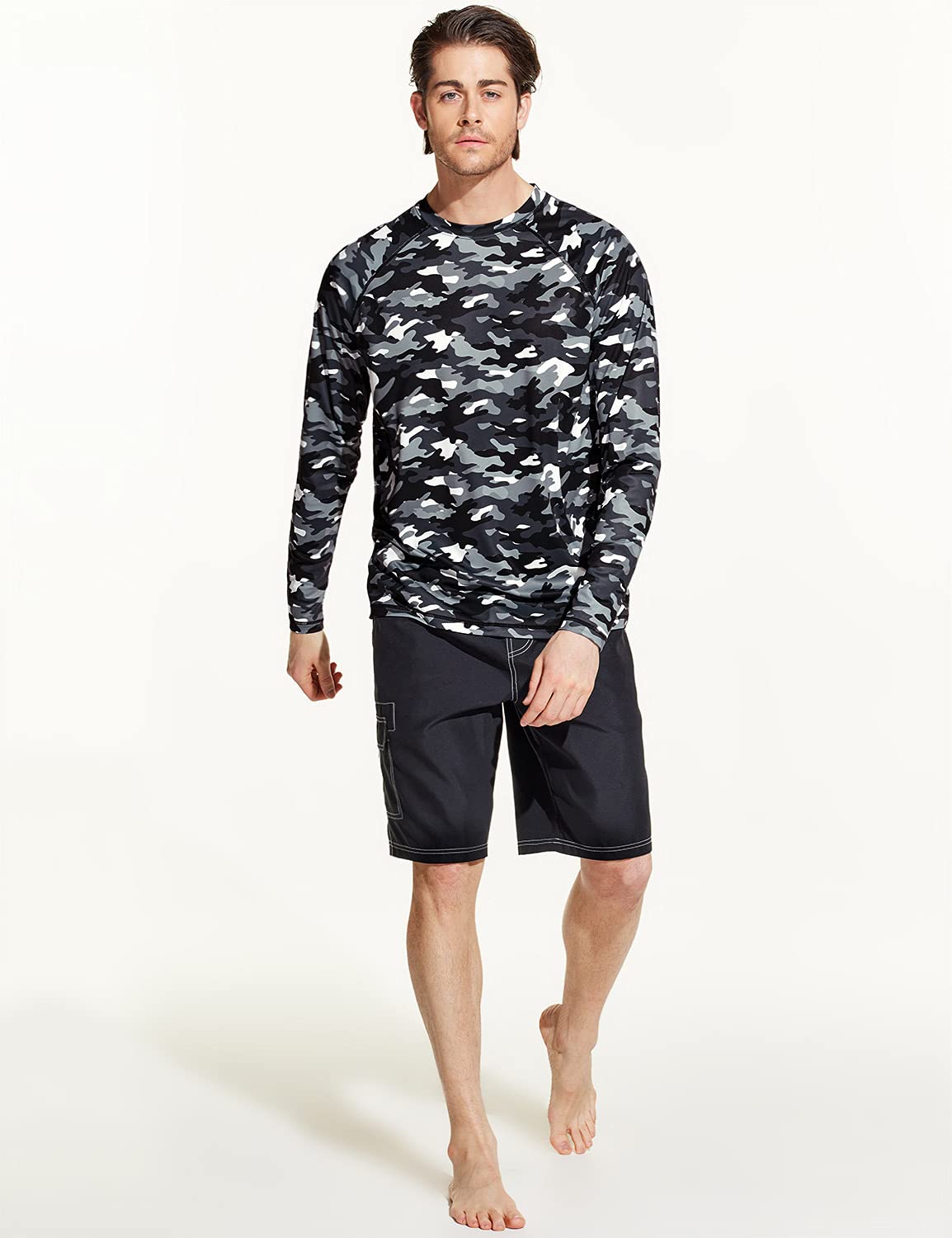 TSLA Men's Rashguard Swim Shirts, UPF 50+ Cool Running Workout Loose-Fit Long Sleeve - Image 4