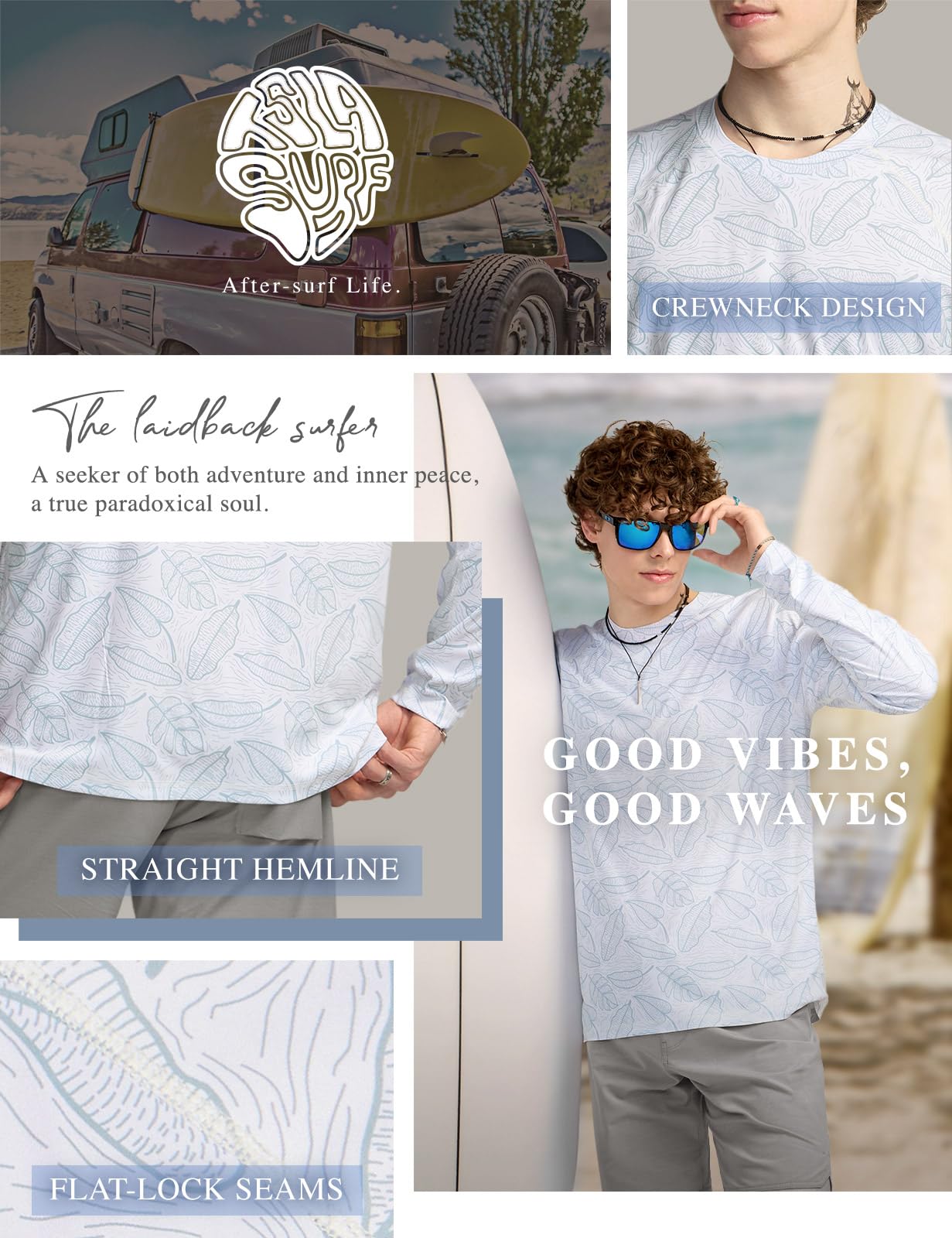 TSLA Men's Rashguard Swim Shirts, UPF 50+ Cool Running Workout Loose-Fit Long Sleeve - Image 5