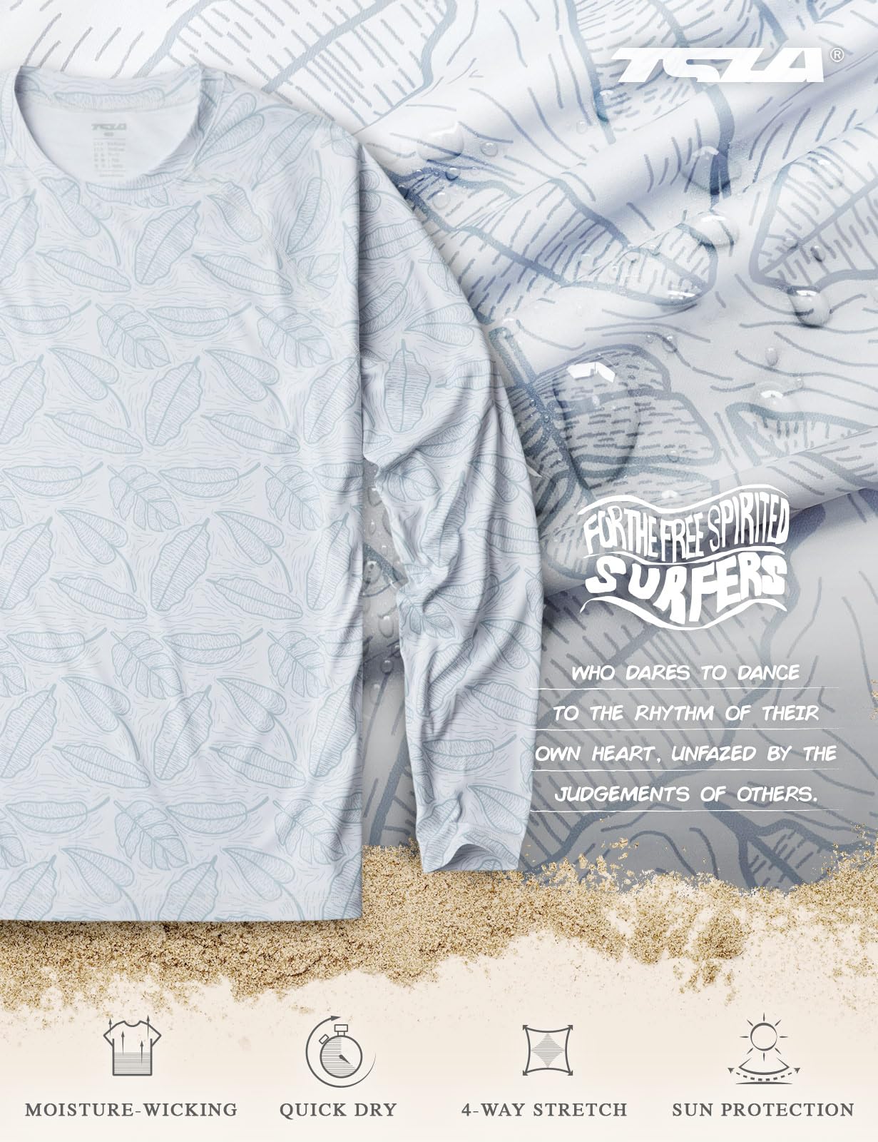 TSLA Men's Rashguard Swim Shirts, UPF 50+ Cool Running Workout Loose-Fit Long Sleeve - Image 6