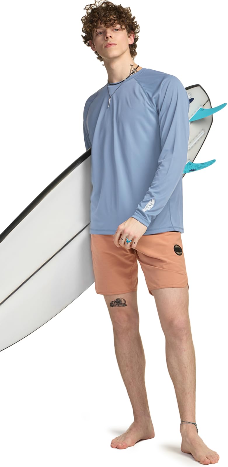 TSLA Men's Rashguard Swim Shirts, UPF 50+ Cool Running Workout Loose-Fit Long Sleeve - Image 4