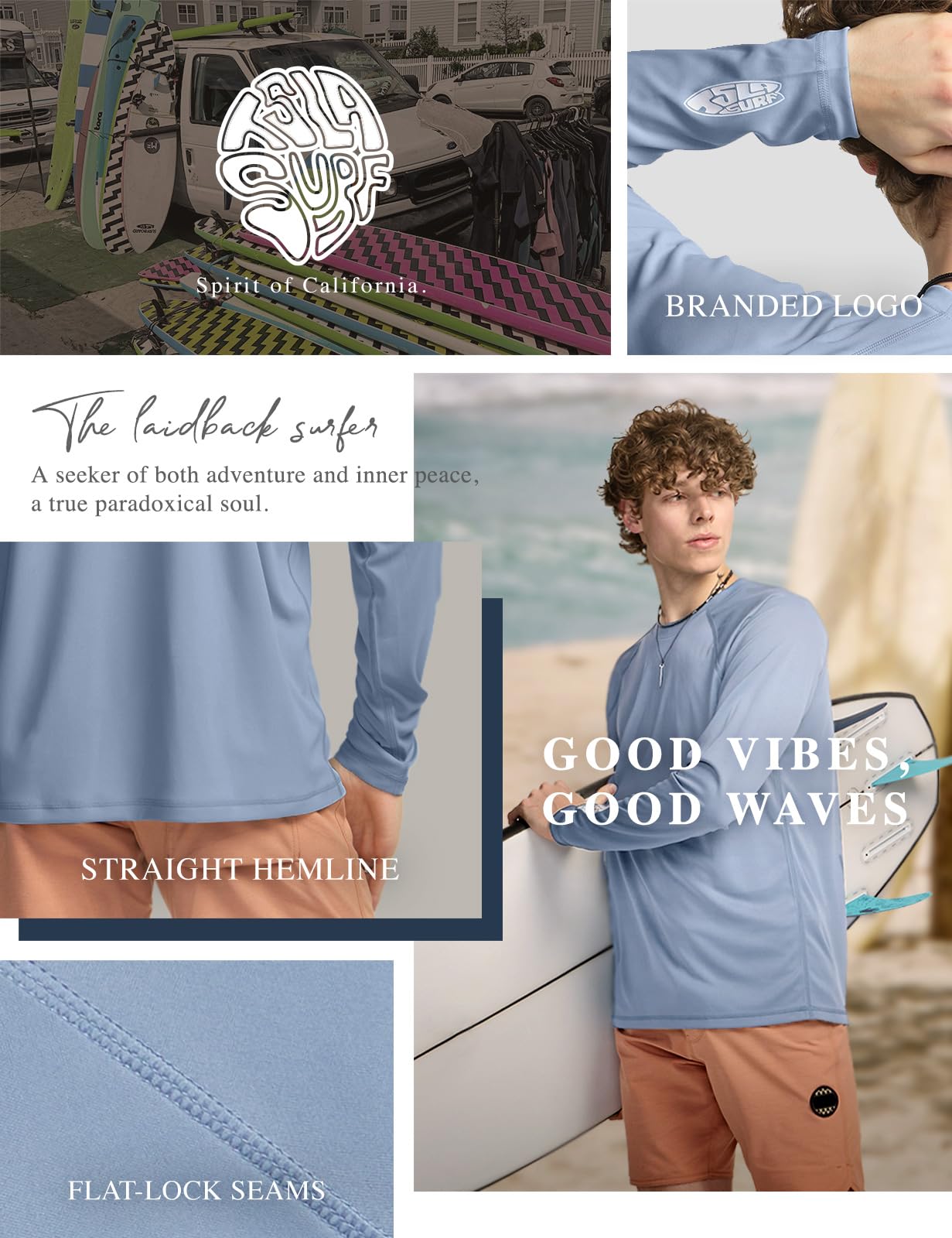 TSLA Men's Rashguard Swim Shirts, UPF 50+ Cool Running Workout Loose-Fit Long Sleeve - Image 5