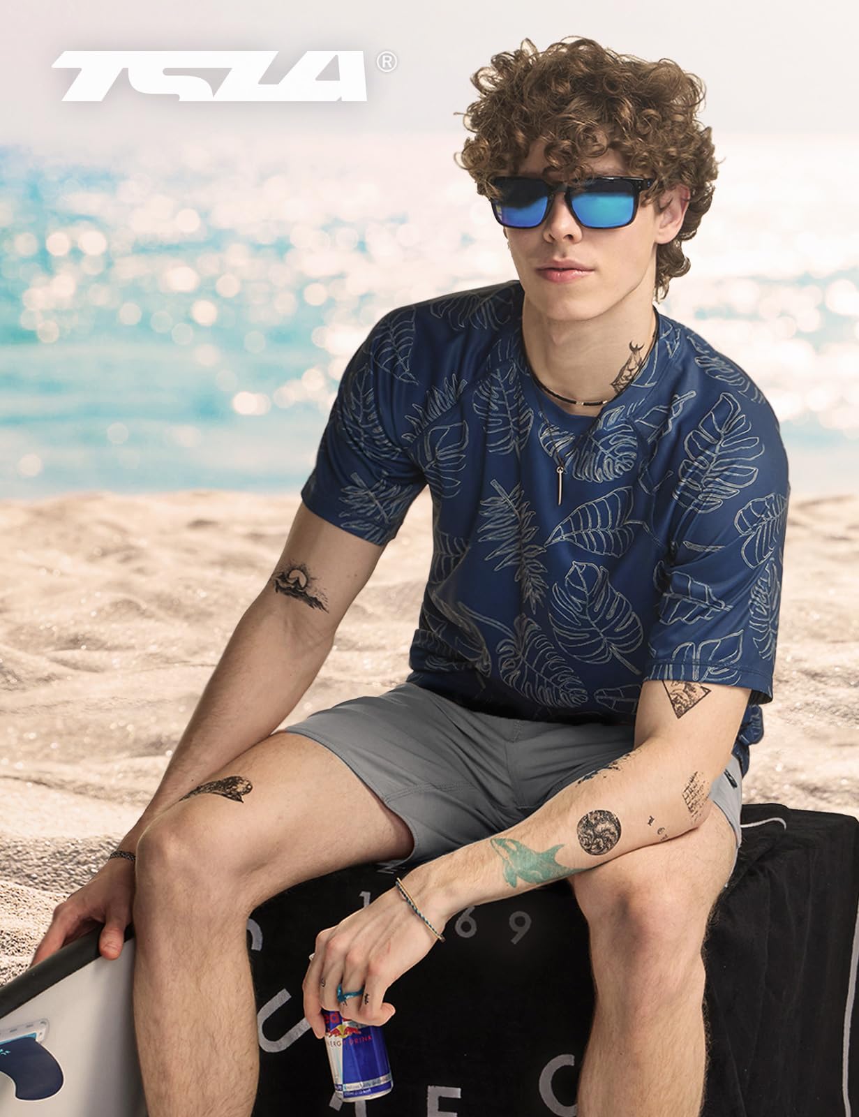 TSLA Men's Rashguard Swim Shirts, UPF 50+ Protection Quick Dry, Stretch Comfort Fit, Flatlock Seams, Outdoor & Water Sports - Image 3