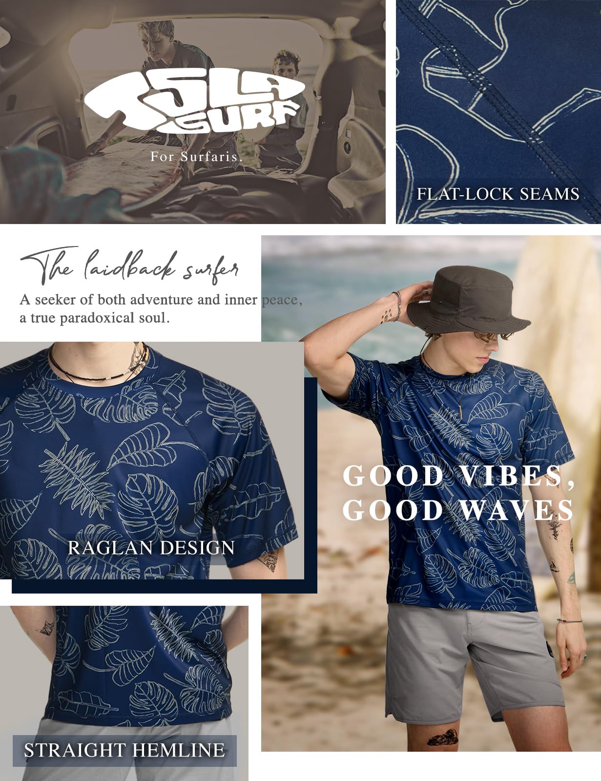 TSLA Men's Rashguard Swim Shirts, UPF 50+ Protection Quick Dry, Stretch Comfort Fit, Flatlock Seams, Outdoor & Water Sports - Image 5