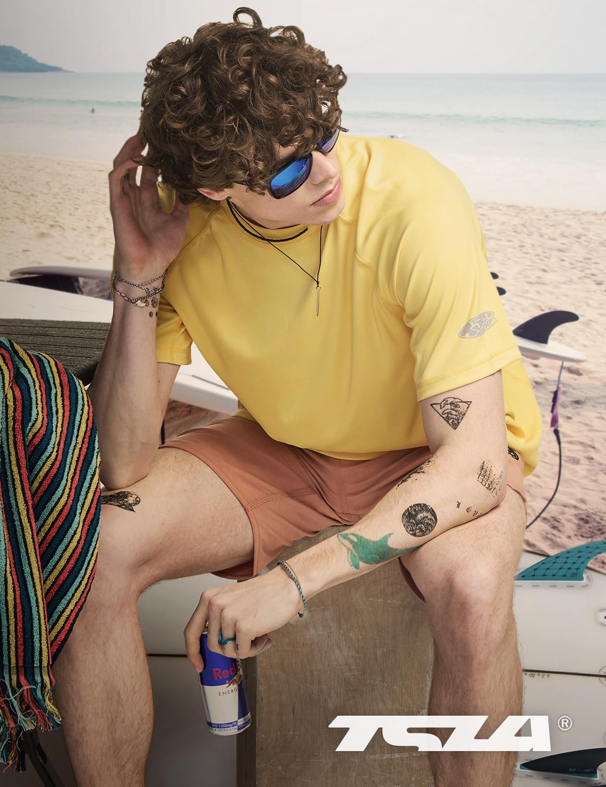 TSLA Men's Rashguard Swim Shirts, UPF 50+ Protection Quick Dry, Stretch Comfort Fit, Flatlock Seams, Outdoor & Water Sports - Image 3