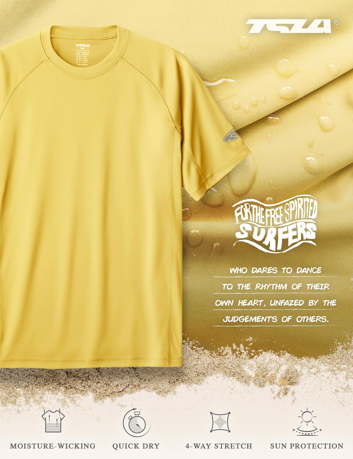 TSLA Men's Rashguard Swim Shirts, UPF 50+ Protection Quick Dry, Stretch Comfort Fit, Flatlock Seams, Outdoor & Water Sports - Image 5