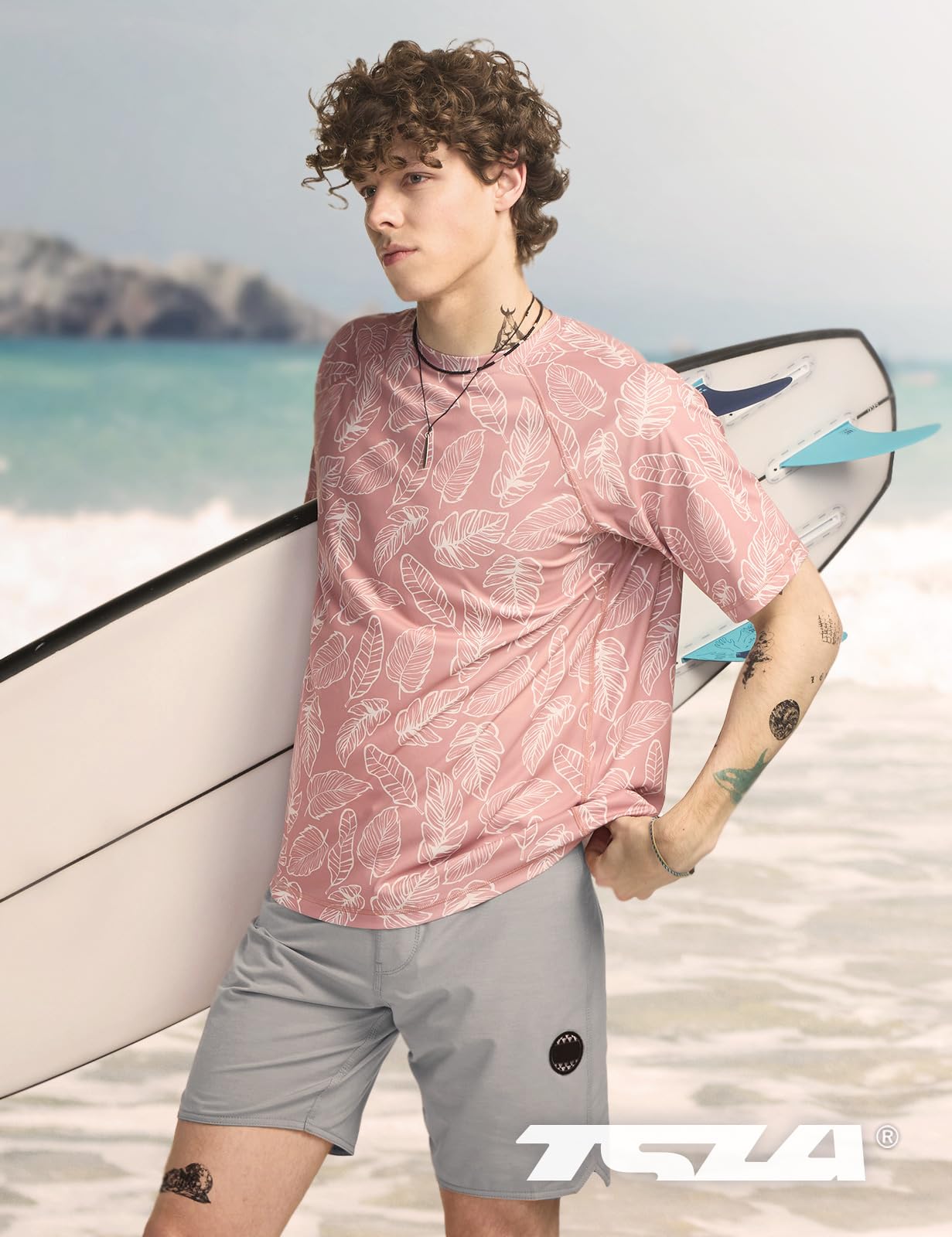 TSLA Men's Rashguard Swim Shirts, UPF 50+ Protection Quick Dry, Stretch Comfort Fit, Flatlock Seams, Outdoor & Water Sports - Image 3