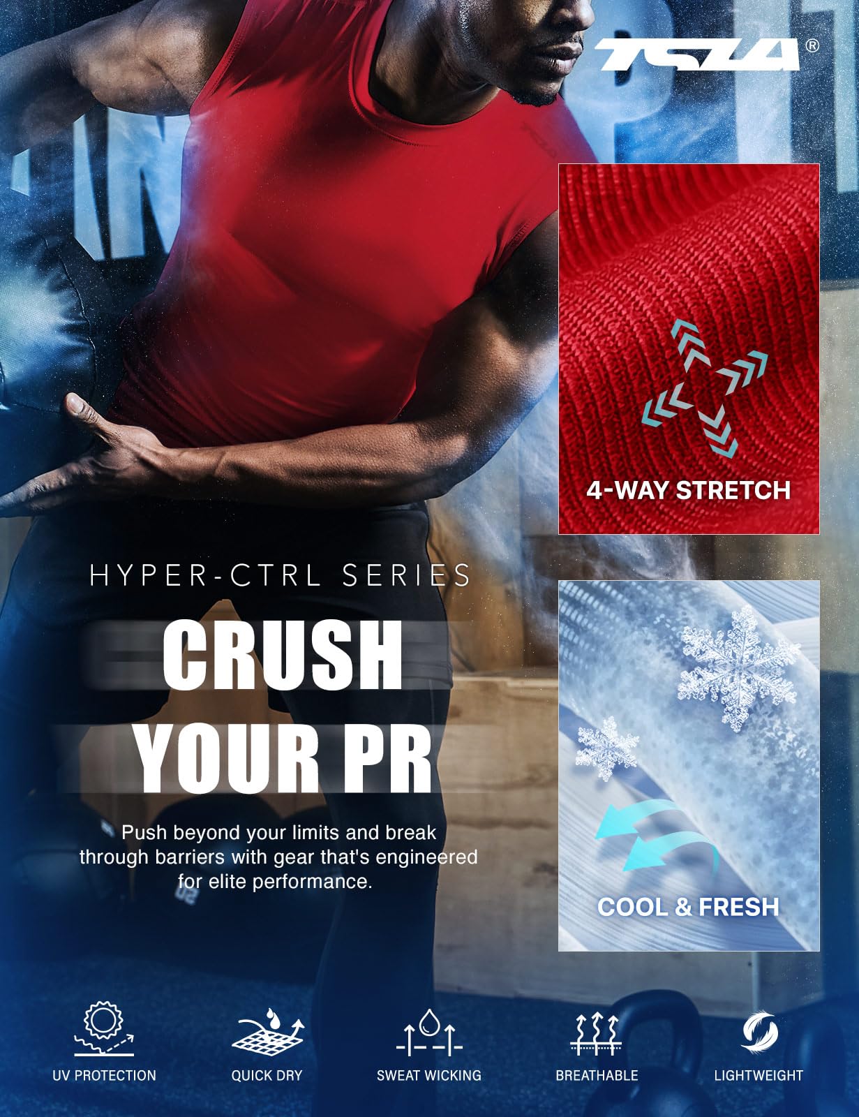 TSLA Men's Sleeveless Workout Shirts, Dry Fit Running Compression Cutoff Shirts, Athletic Training Tank Top - Image 5