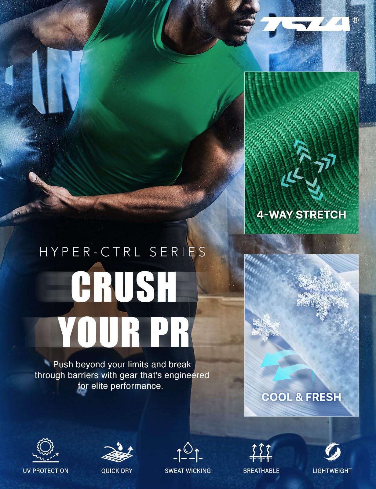 TSLA Men's Sleeveless Workout Shirts, Dry Fit Running Compression Cutoff Shirts, Athletic Training Tank Top - Image 6