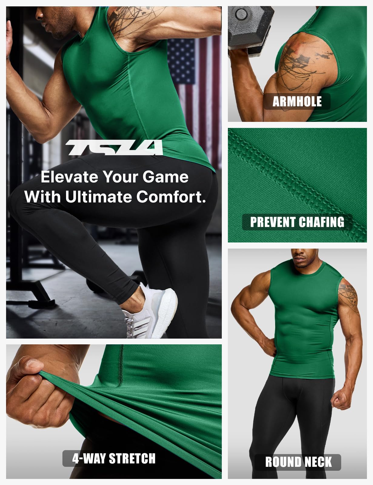 TSLA Men's Sleeveless Workout Shirts, Dry Fit Running Compression Cutoff Shirts, Athletic Training Tank Top - Image 7