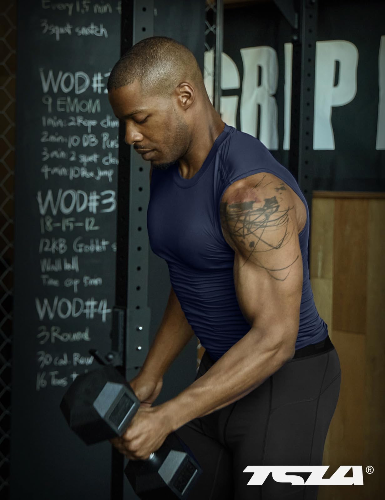 TSLA Men's Sleeveless Workout Shirts, Dry Fit Running Compression Cutoff Shirts, Athletic Training Tank Top - Image 3