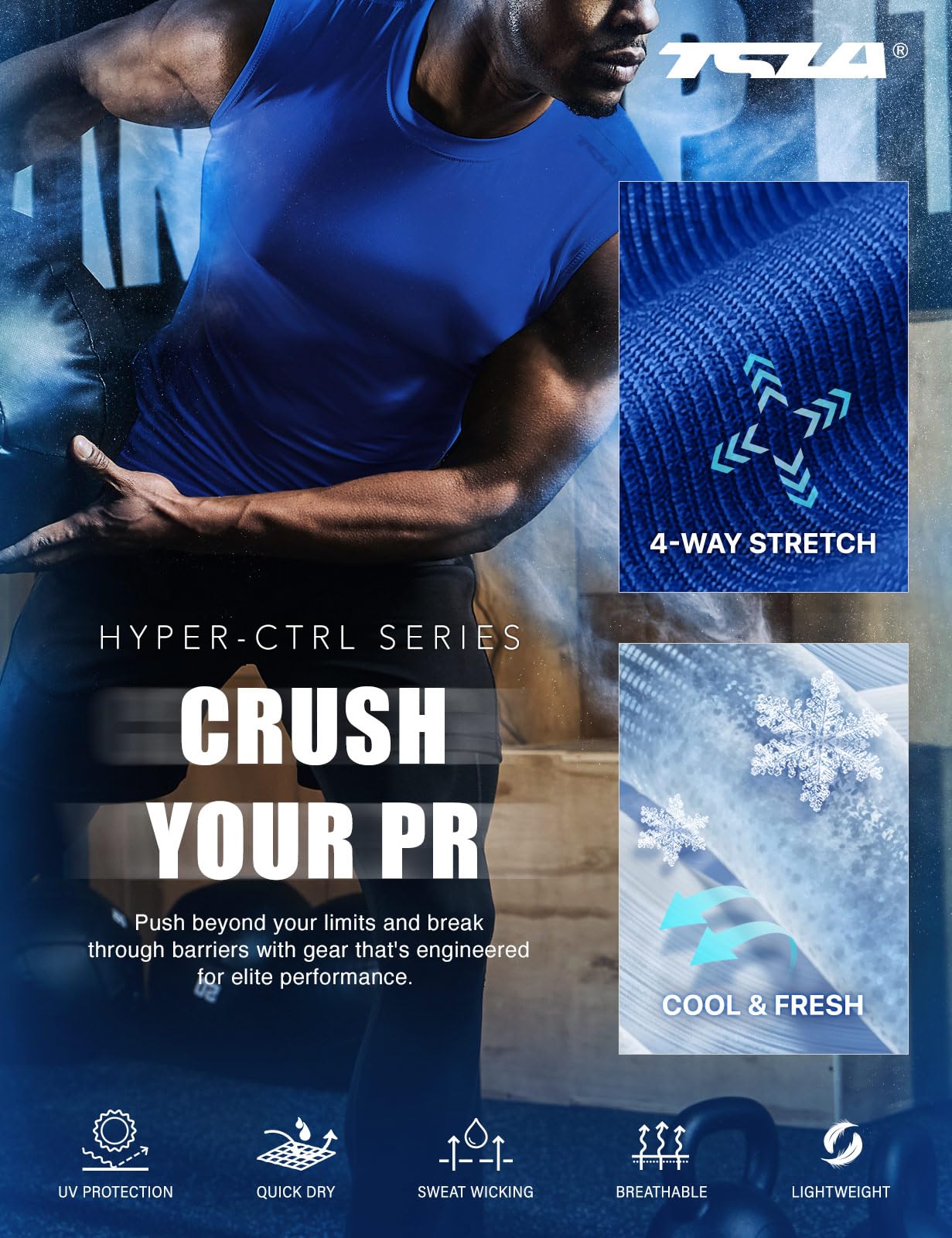 TSLA Men's Sleeveless Workout Shirts, Dry Fit Running Compression Cutoff Shirts, Athletic Training Tank Top - Image 5