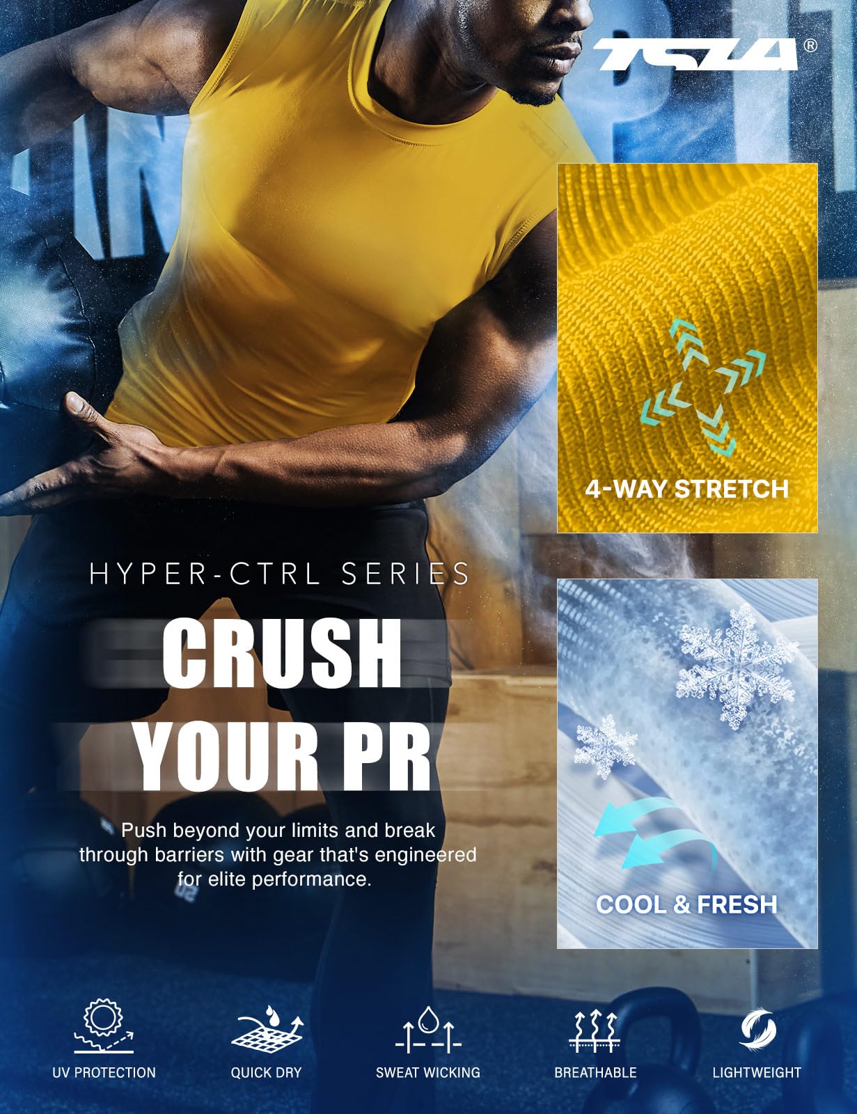 TSLA Men's Sleeveless Workout Shirts, Dry Fit Running Compression Cutoff Shirts, Athletic Training Tank Top - Image 6