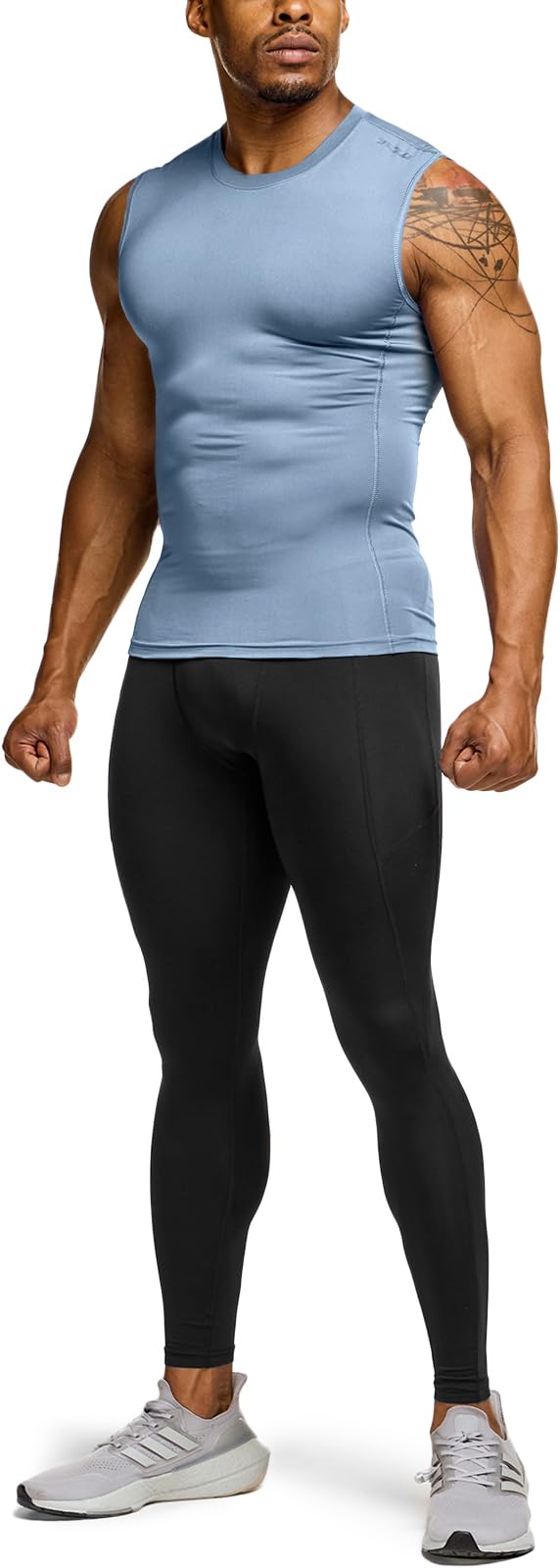 TSLA Men's Sleeveless Workout Shirts, Dry Fit Running Compression Cutoff Shirts, Athletic Training Tank Top - Image 3