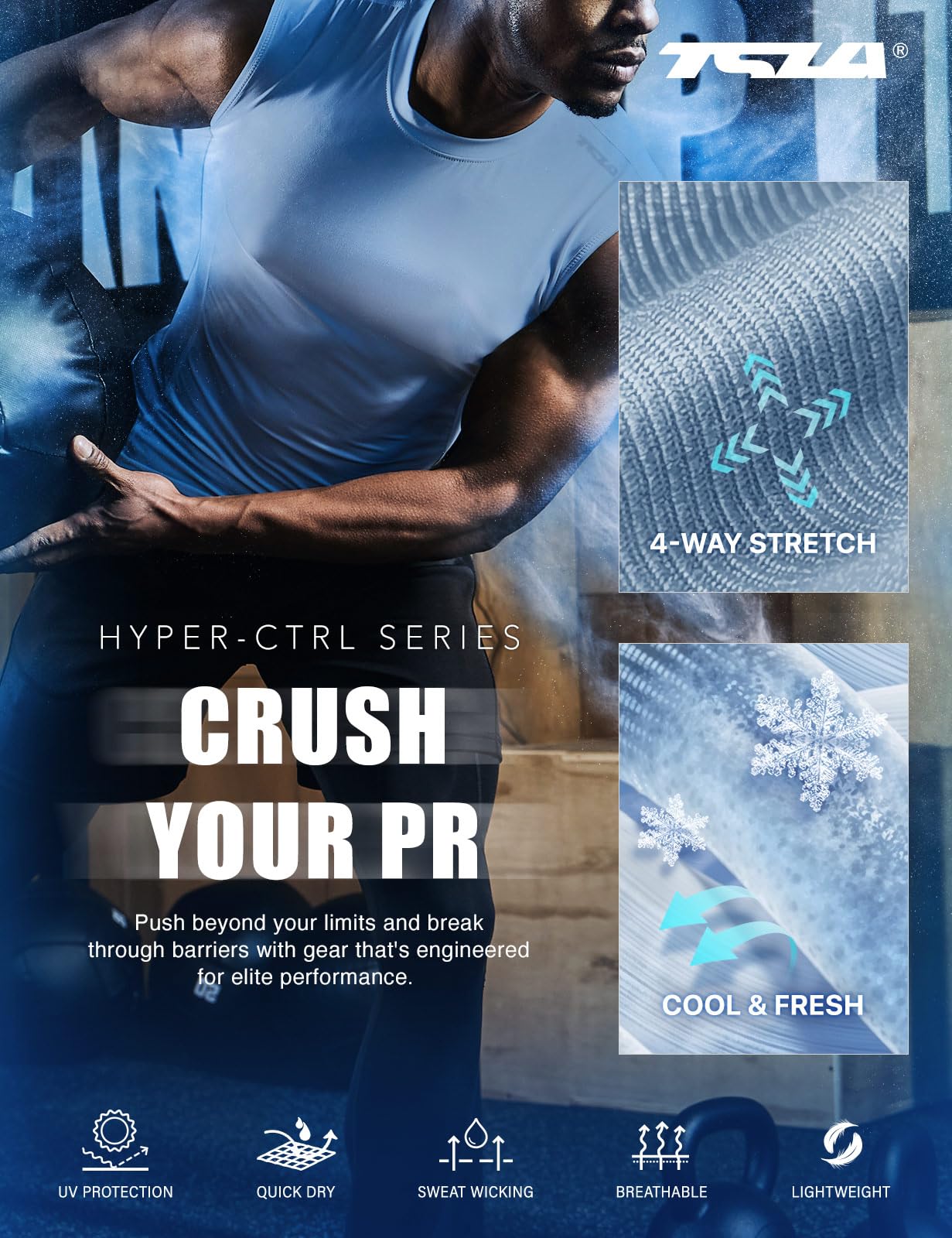 TSLA Men's Sleeveless Workout Shirts, Dry Fit Running Compression Cutoff Shirts, Athletic Training Tank Top - Image 6