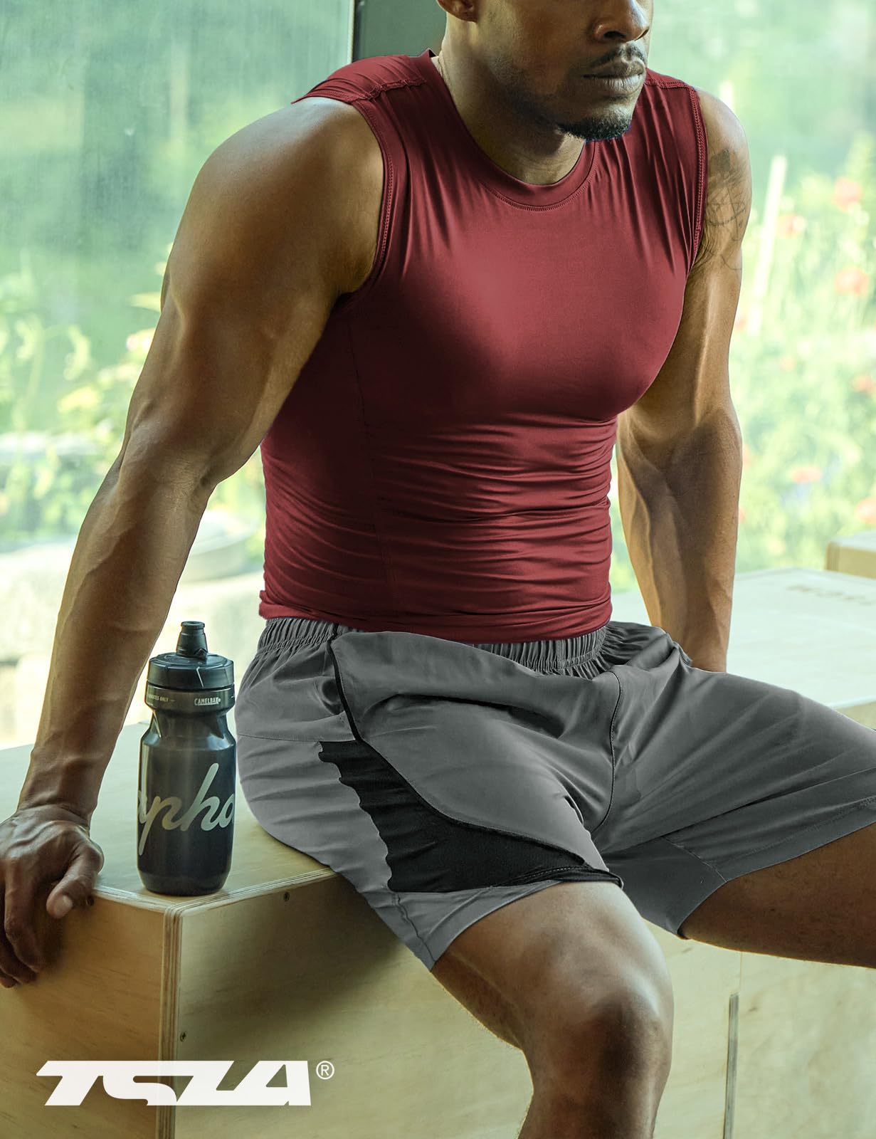 TSLA Men's Sleeveless Workout Shirts, Dry Fit Running Compression Cutoff Shirts, Athletic Training Tank Top - Image 3