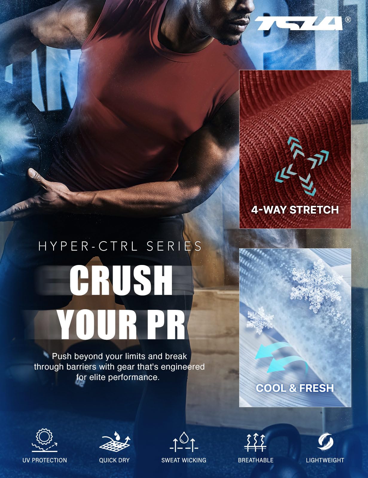 TSLA Men's Sleeveless Workout Shirts, Dry Fit Running Compression Cutoff Shirts, Athletic Training Tank Top - Image 6