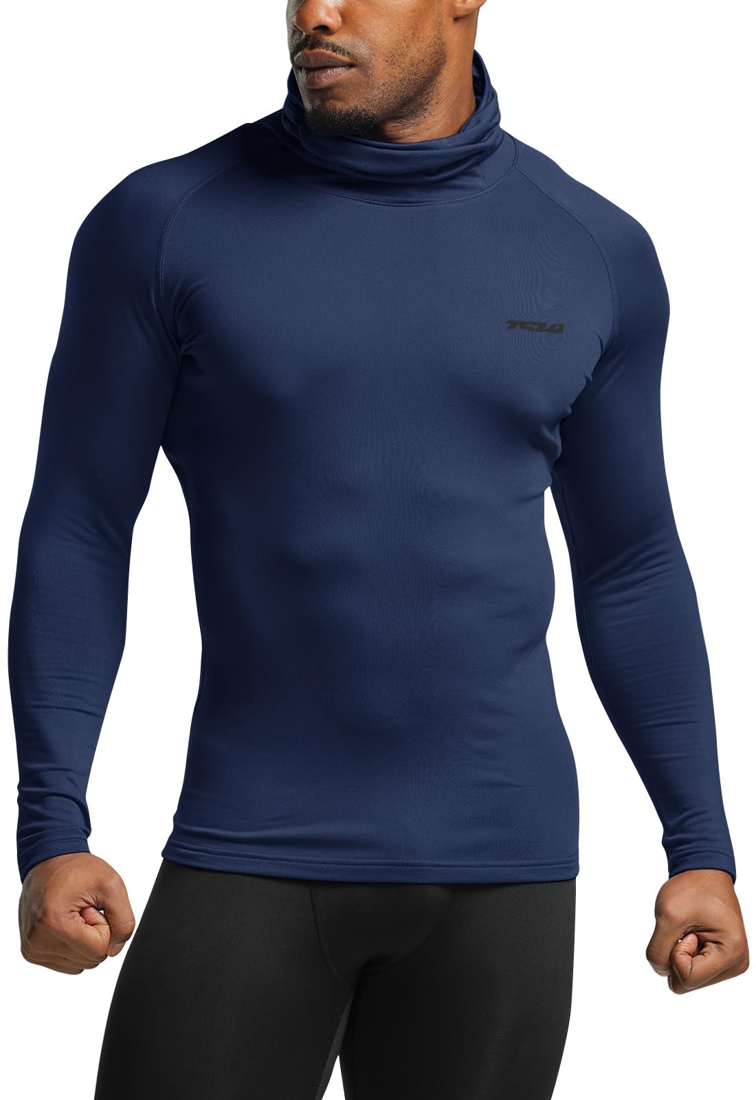 TSLA Men's Thermal Compression Shirts Hoodie with Mask, Long Sleeve Winter Sports Base Layer Top, Active Running Shirt - Image 3