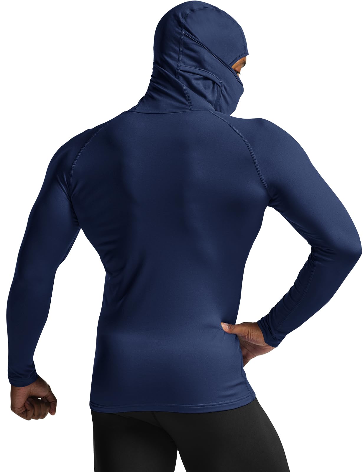 TSLA Men's Thermal Compression Shirts Hoodie with Mask, Long Sleeve Winter Sports Base Layer Top, Active Running Shirt - Image 4