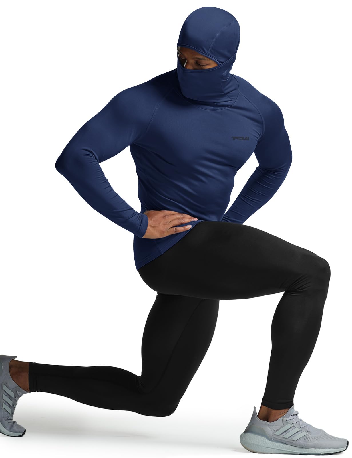 TSLA Men's Thermal Compression Shirts Hoodie with Mask, Long Sleeve Winter Sports Base Layer Top, Active Running Shirt - Image 5