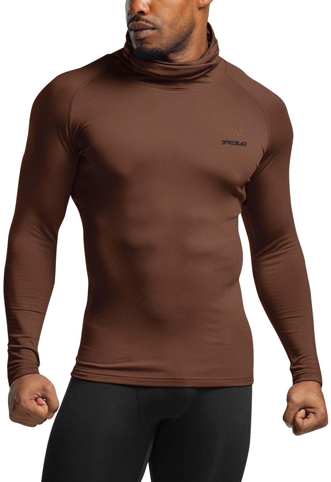 TSLA Men's Thermal Compression Shirts Hoodie with Mask, Long Sleeve Winter Sports Base Layer Top, Active Running Shirt - Image 3