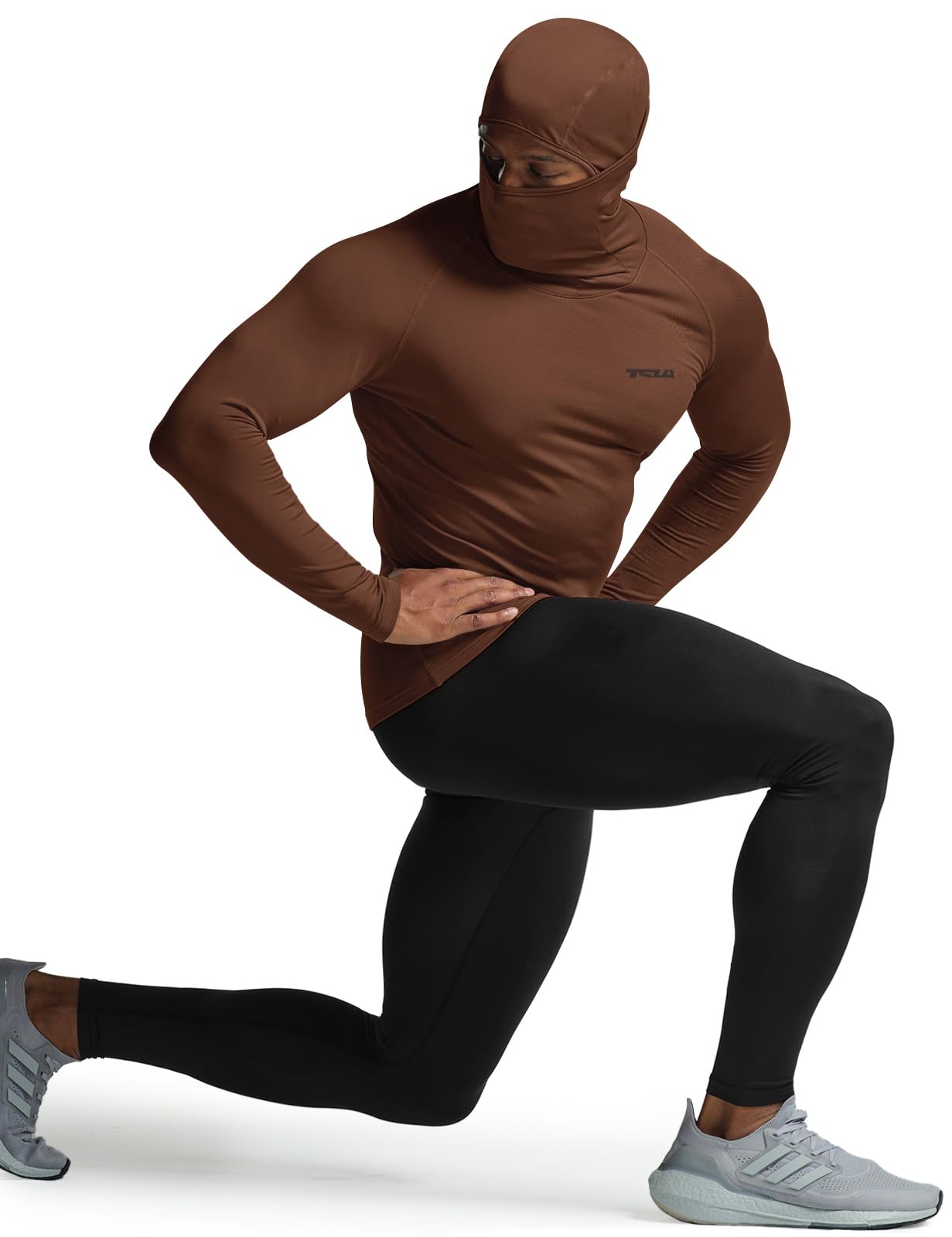 TSLA Men's Thermal Compression Shirts Hoodie with Mask, Long Sleeve Winter Sports Base Layer Top, Active Running Shirt - Image 5