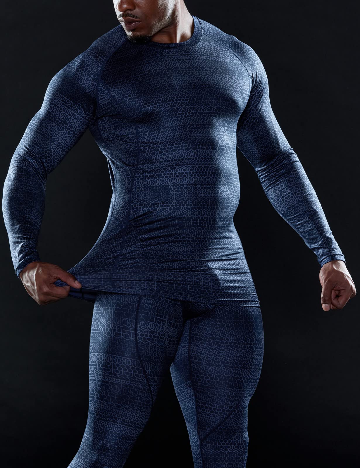 TSLA Men's Thermal Long Sleeve Compression Shirts, Athletic Base Layer Top, Winter Gear Running T-Shirt - Image 3