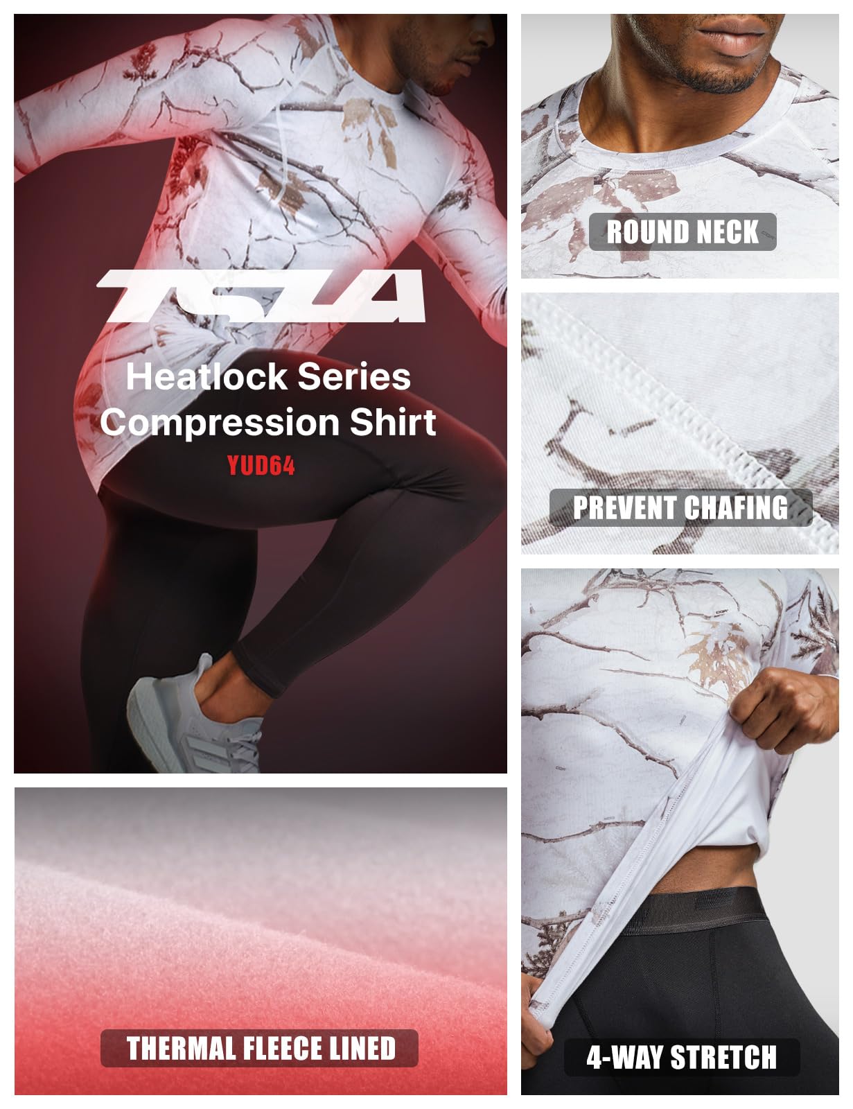 TSLA Men's Thermal Long Sleeve Compression Shirts, Athletic Base Layer Top, Winter Gear Running T-Shirt - Image 4