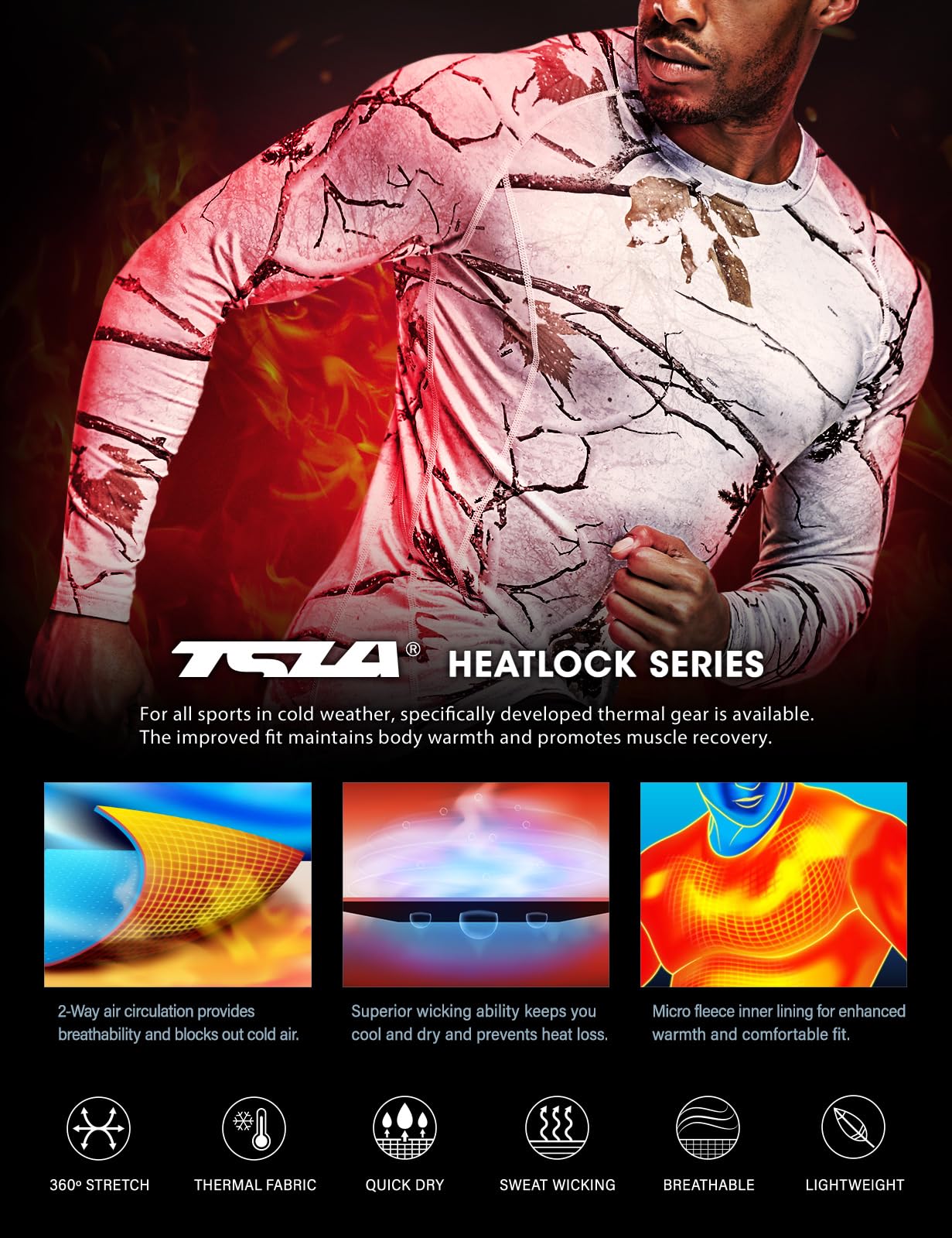 TSLA Men's Thermal Long Sleeve Compression Shirts, Athletic Base Layer Top, Winter Gear Running T-Shirt - Image 5