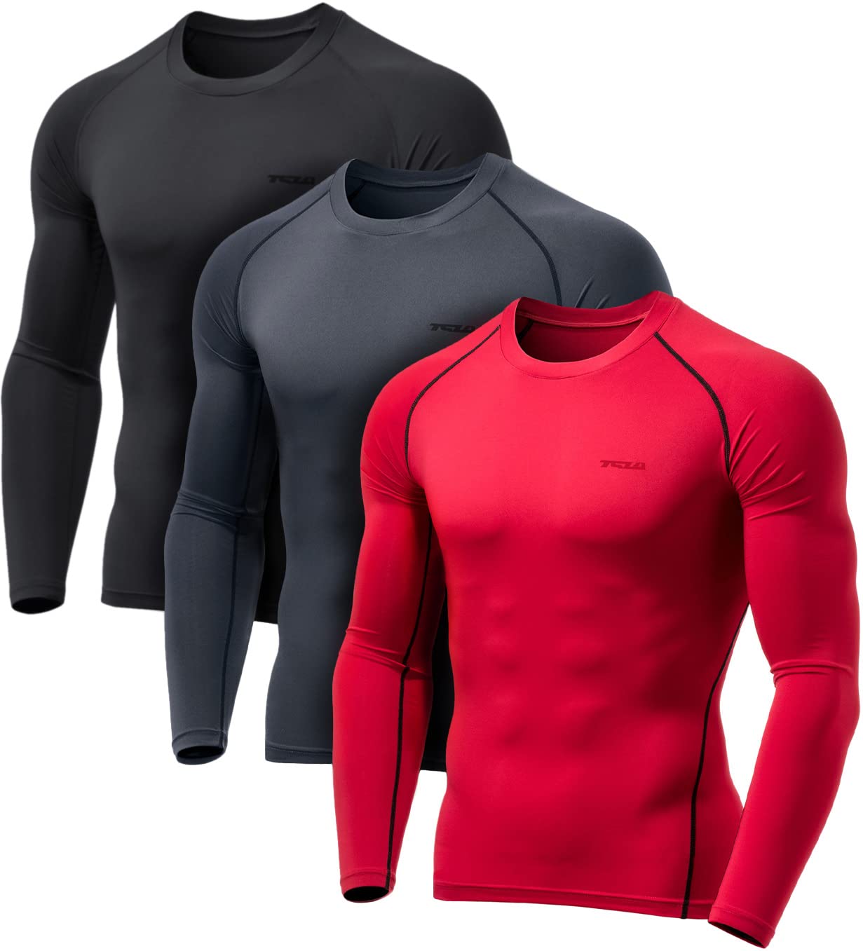 TSLA Men's UPF 50+ Compression Shirts, Cool Dry Long Sleeve Athletic Tops, Sports Baselayer Workout Shirt - Image 3