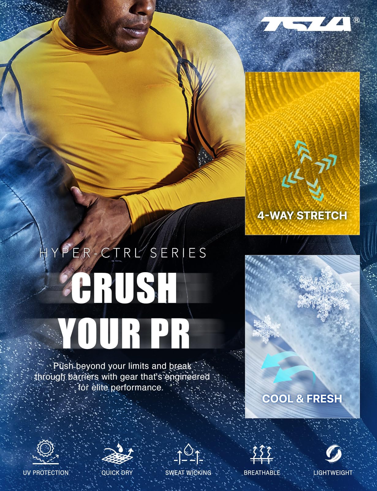 TSLA Men's UPF 50+ Compression Shirts, Cool Dry Long Sleeve Athletic Tops, Sports Baselayer Workout Shirt - Image 5