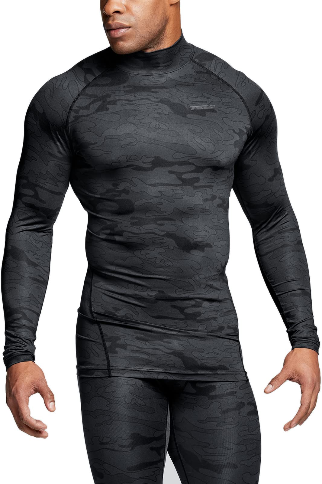 TSLA Men's UPF 50+ Mock Long Sleeve Compression Shirts, Athletic Workout Shirt, Base Layer for Water Sports - Image 8