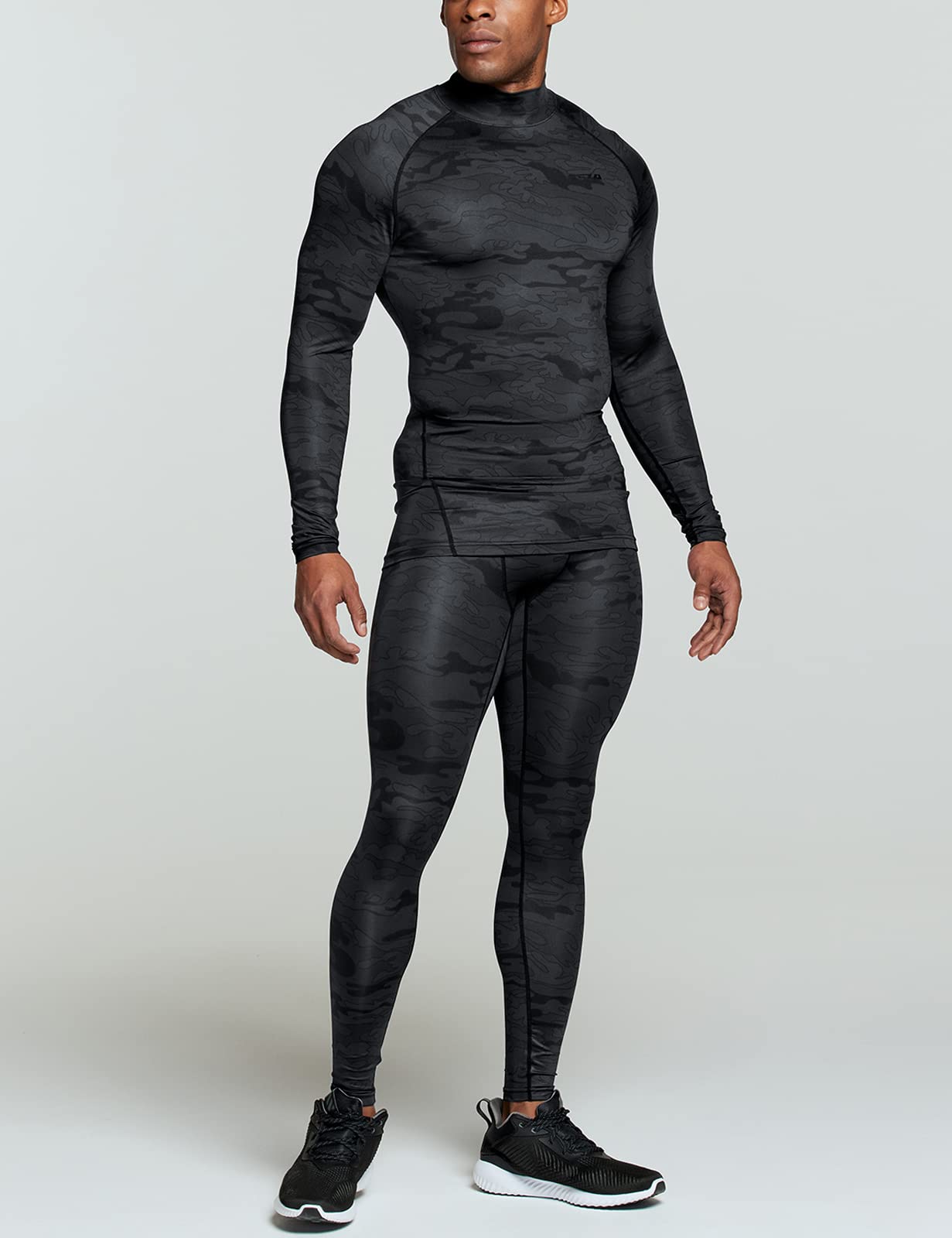 TSLA Men's UPF 50+ Mock Long Sleeve Compression Shirts, Athletic Workout Shirt, Base Layer for Water Sports - Image 4