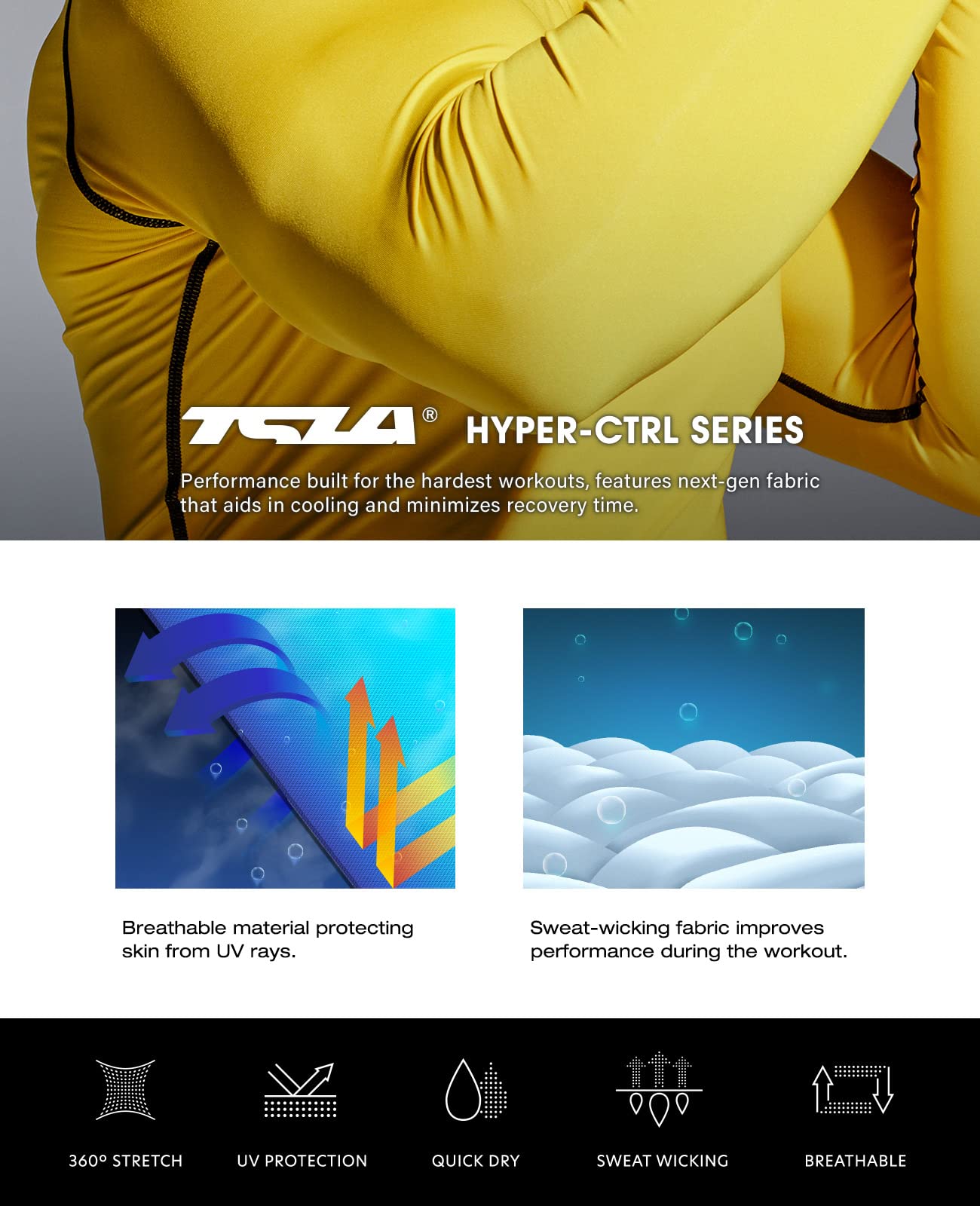 TSLA Men's UPF 50+ Mock Long Sleeve Compression Shirts, Athletic Workout Shirt, Base Layer for Water Sports - Image 7