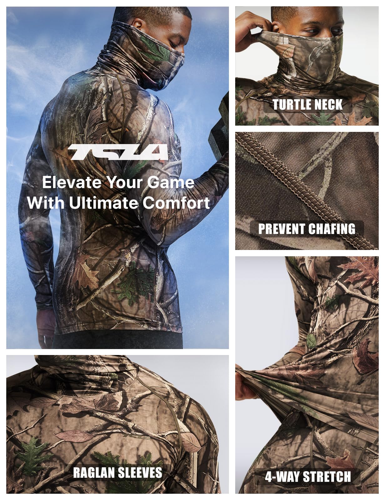 TSLA Men's UPF 50+ Mock Long Sleeve Compression Shirts, Athletic Workout Shirt, Base Layer for Water Sports - Image 5