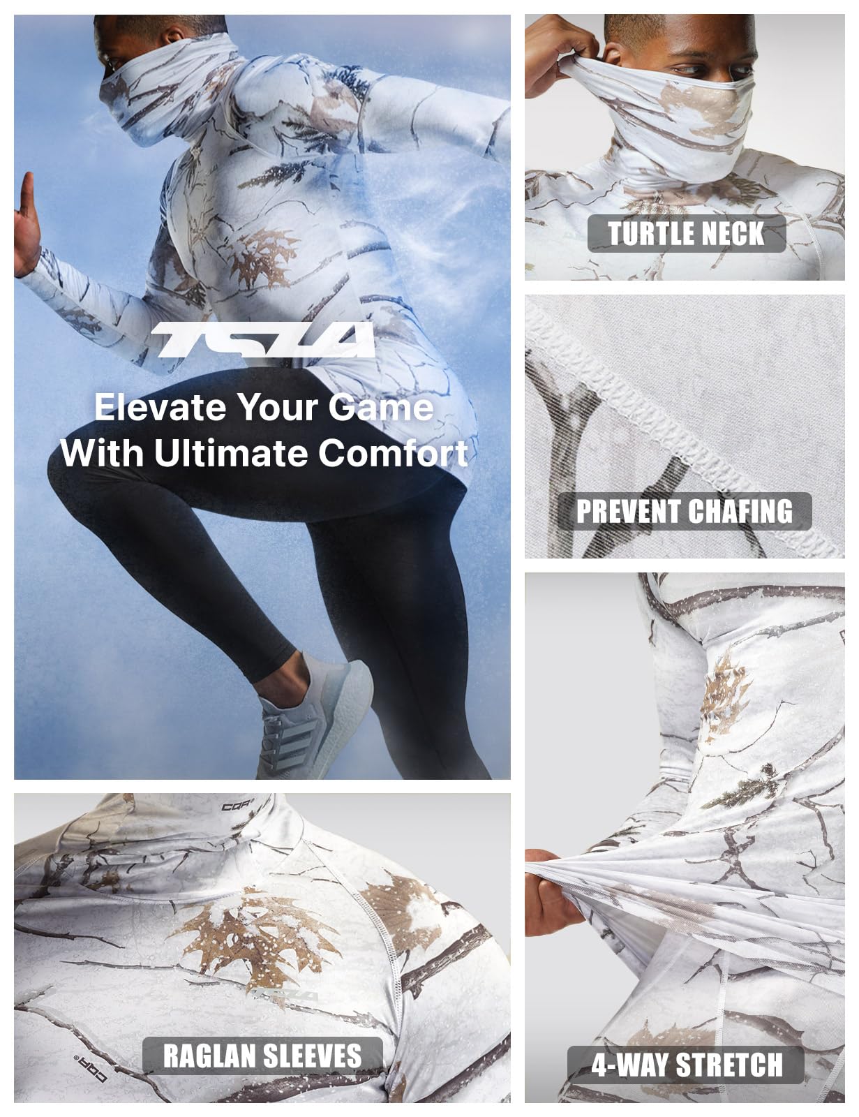 TSLA Men's UPF 50+ Mock Long Sleeve Compression Shirts, Athletic Workout Shirt, Base Layer for Water Sports - Image 5