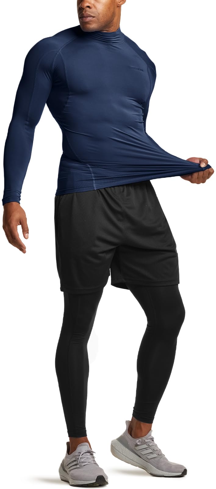 TSLA Men's UPF 50+ Mock Long Sleeve Compression Shirts, Athletic Workout Shirt, Base Layer for Water Sports - Image 4