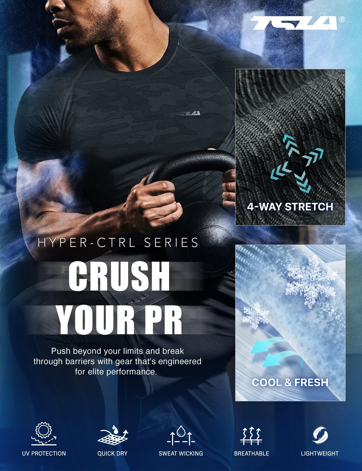 TSLA Men's UPF 50+ Quick Dry Short Sleeve Compression Shirts, Athletic Workout Shirt, Water Sports Rash Guard - Image 6