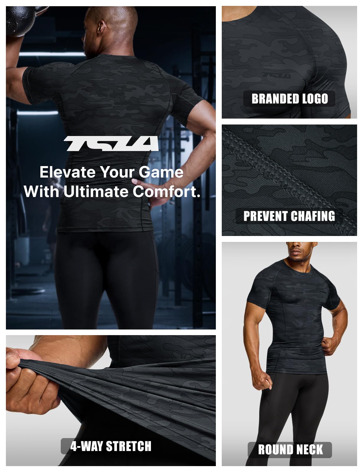 TSLA Men's UPF 50+ Quick Dry Short Sleeve Compression Shirts, Athletic Workout Shirt, Water Sports Rash Guard - Image 7