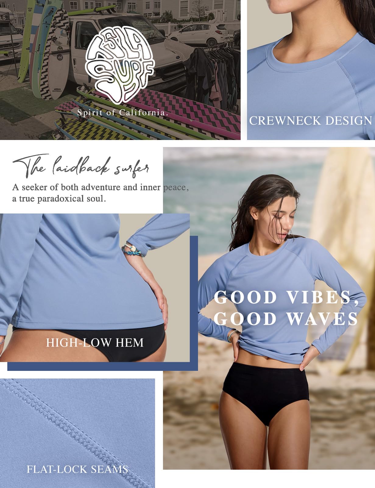 TSLA Women's Long Sleeve Rash Guard Swim Shirts, UPF 50+ UV Protection Regular-Fit Quick Dry Water Shirts - Image 5