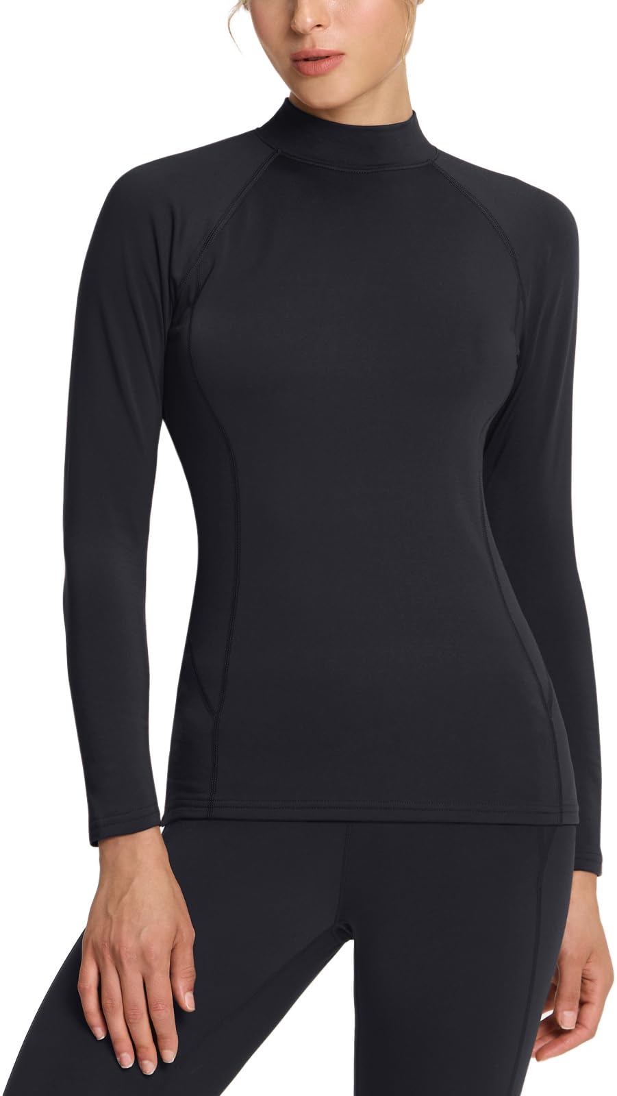 TSLA Women's Thermal Long Sleeve Tops, Mock Turtle & Crew Neck Shirts, Fleece Lined Compression Base Layer - Image 3