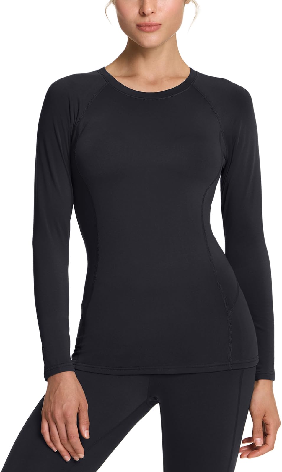 TSLA Women's Thermal Long Sleeve Tops, Mock Turtle & Crew Neck Shirts, Fleece Lined Compression Base Layer - Image 9