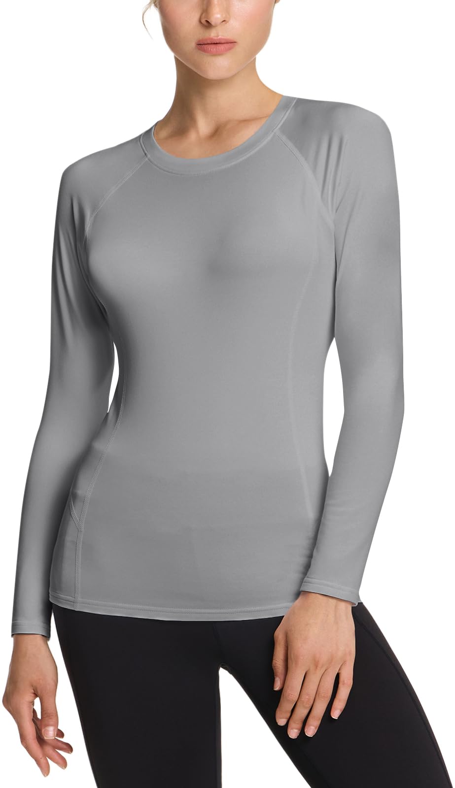TSLA Women's Thermal Long Sleeve Tops, Mock Turtle & Crew Neck Shirts, Fleece Lined Compression Base Layer - Image 8