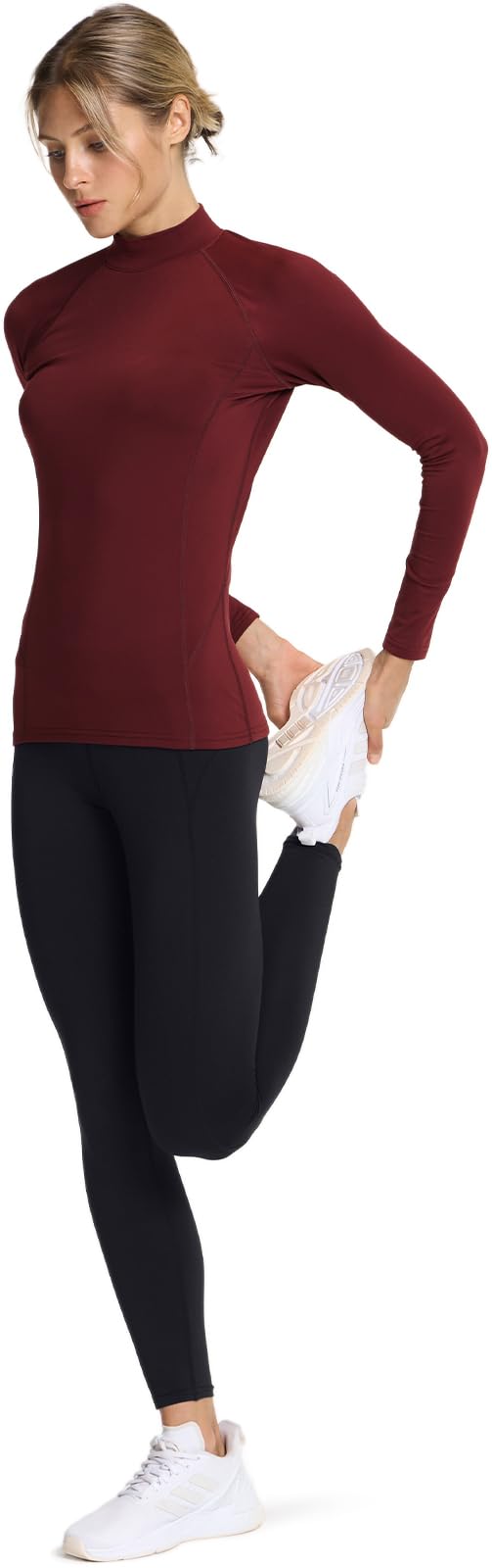 TSLA Women's Thermal Long Sleeve Tops, Mock Turtle & Crew Neck Shirts, Fleece Lined Compression Base Layer - Image 5