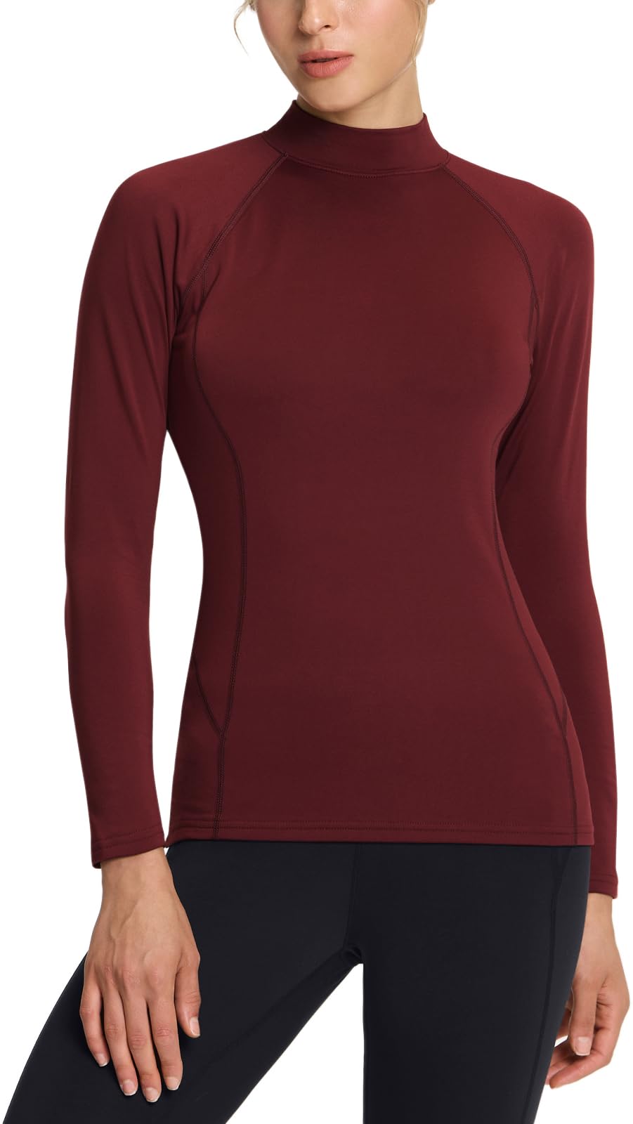 TSLA Women's Thermal Long Sleeve Tops, Mock Turtle & Crew Neck Shirts, Fleece Lined Compression Base Layer - Image 9