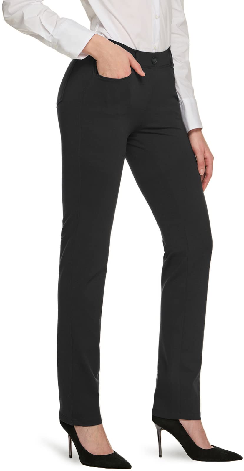 TSLA Women's Yoga & Dress Pants, Office Business Casual Work Slacks, Stretch Straight Leg/Bootcut Pants with 4 Pockets - Image 3